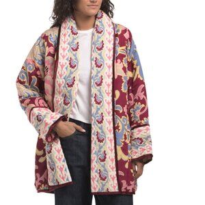 MISS JUNE Burgundy Quilted Printed Jacket